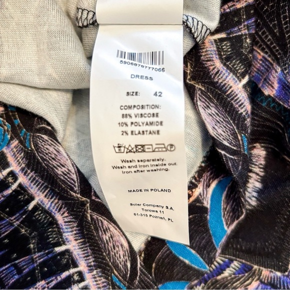 NWT, Solar Multi Pattern and Colorful Long Sleeve Midi Dress, Size 42 (10) - Picture 8 of 8